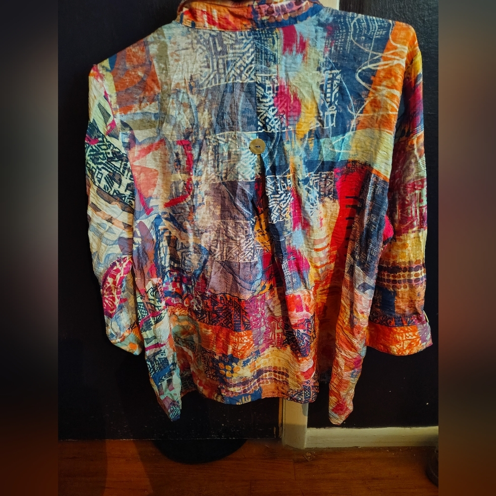 Colorful Patchwork Button-Up Shirt - Picture 2 of 2
